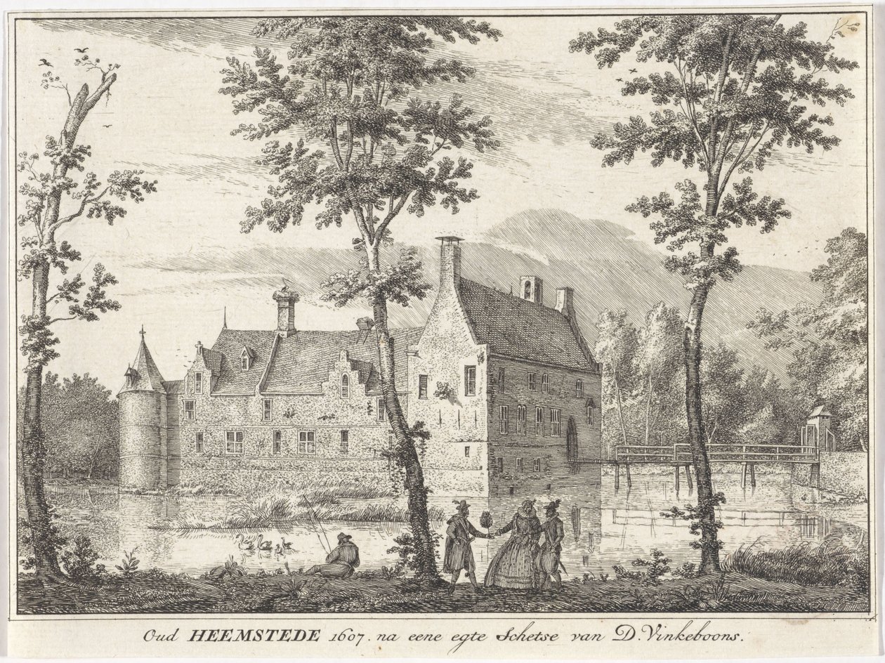 Utsikt over Gamle Heemstede Oud Heemstede 1607. etter en skisse av D. Vinkeboons (tittel på objekt) av David Vinckboons (I)