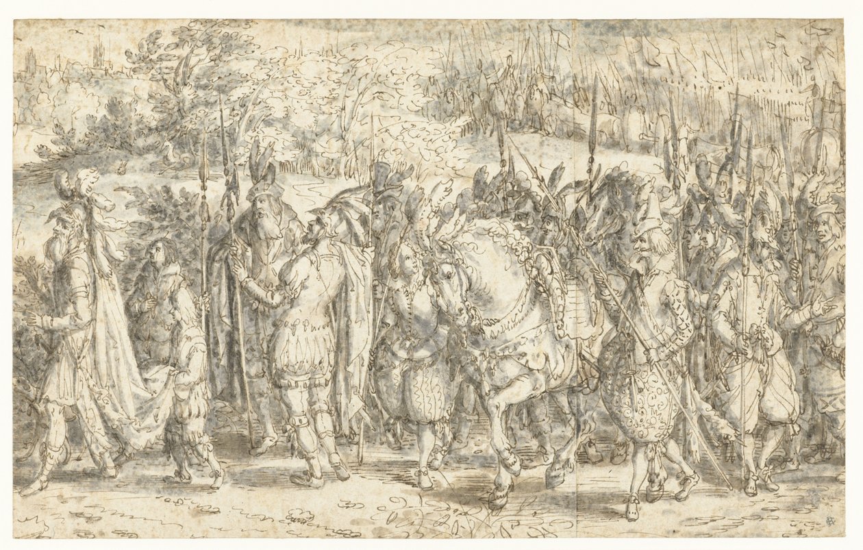 Quintus Fabius Maximus møter sin sønn til fots Quintus Fabius Maximus Cunctator går til fots for å møte sønnen sin av David Vinckboons (I)