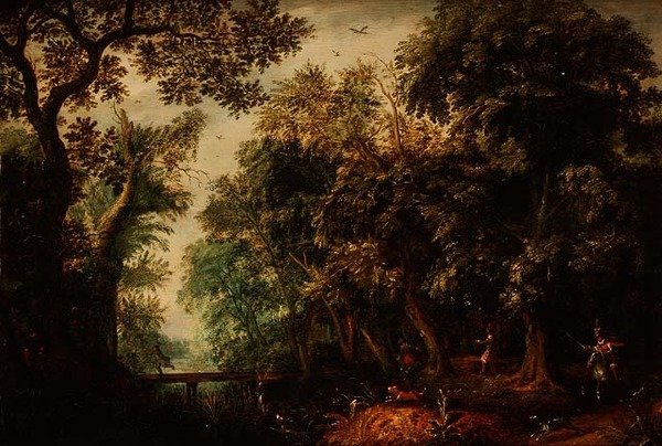 En hjortjakt i en skog av David Vinckboons