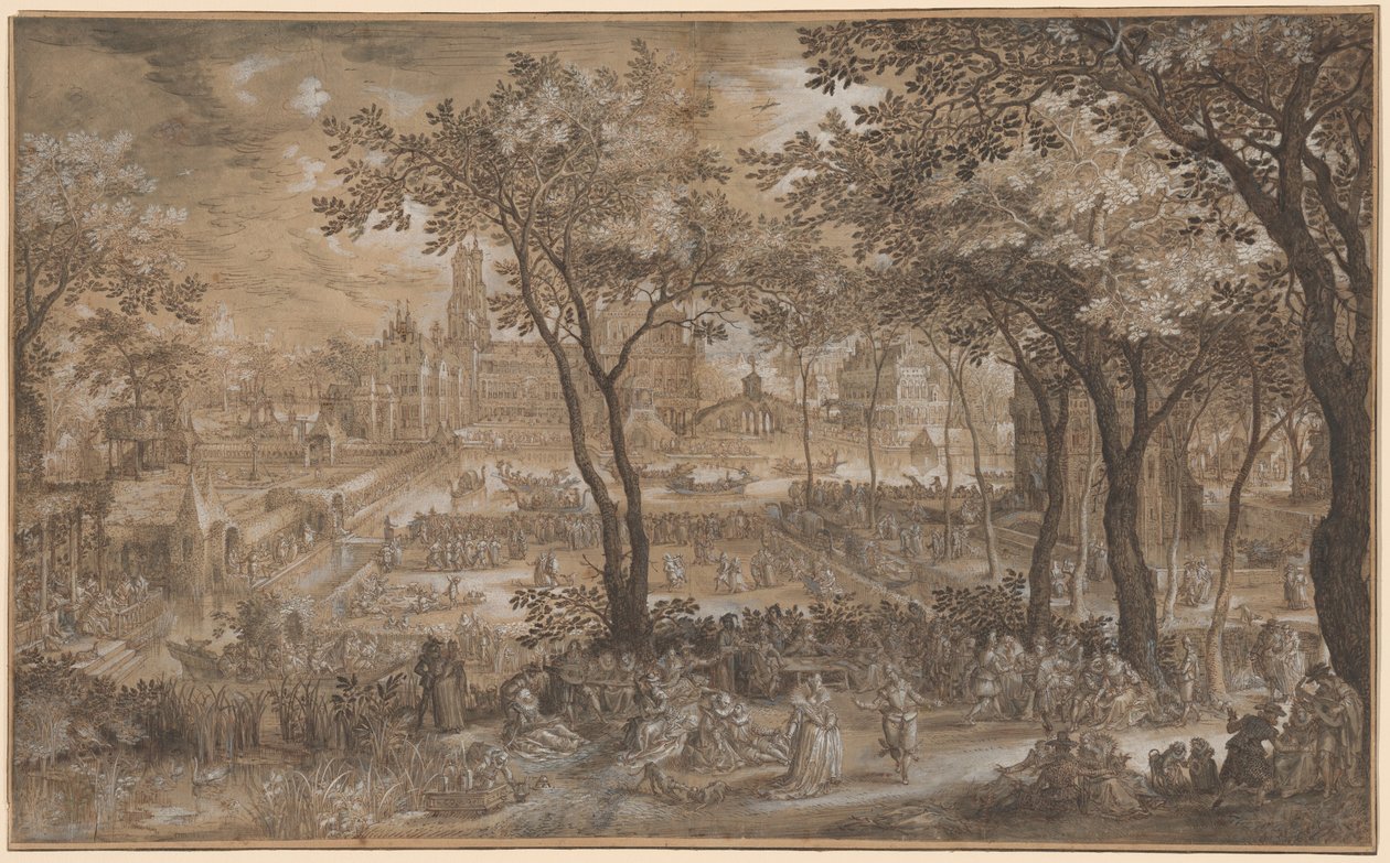 Venetiansk fest i en Chateau Garden av David Vinckboons