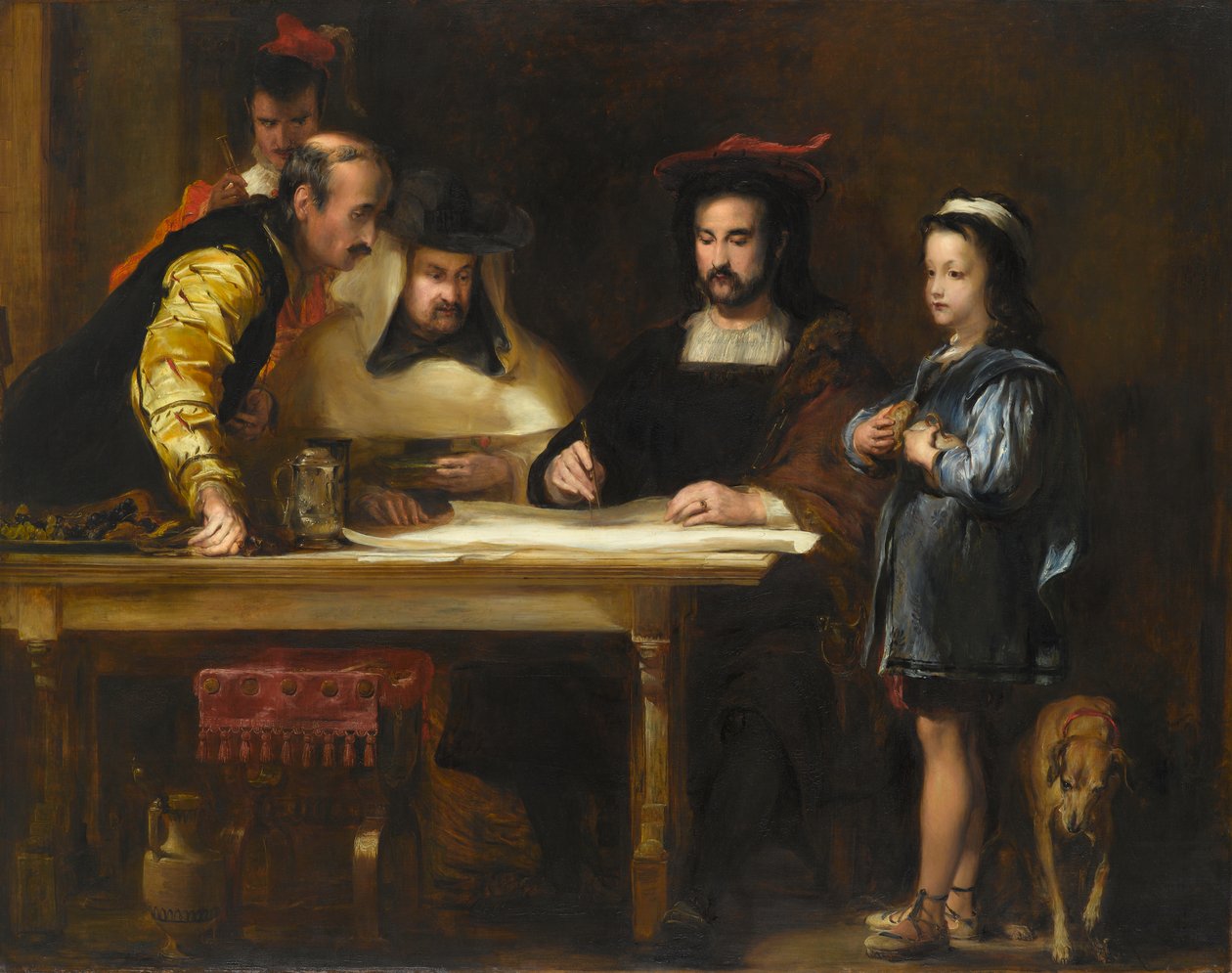 Christopher Columbus i klosteret La Rábida forklarer sin tiltenkte reise, 1834 av David Wilkie
