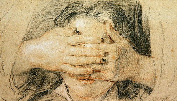Gjett mitt navn (kritt og kritt på papir) av David Wilkie