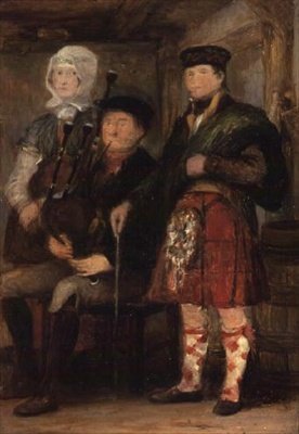 Highland Interiør med en sekkepiper av David Wilkie