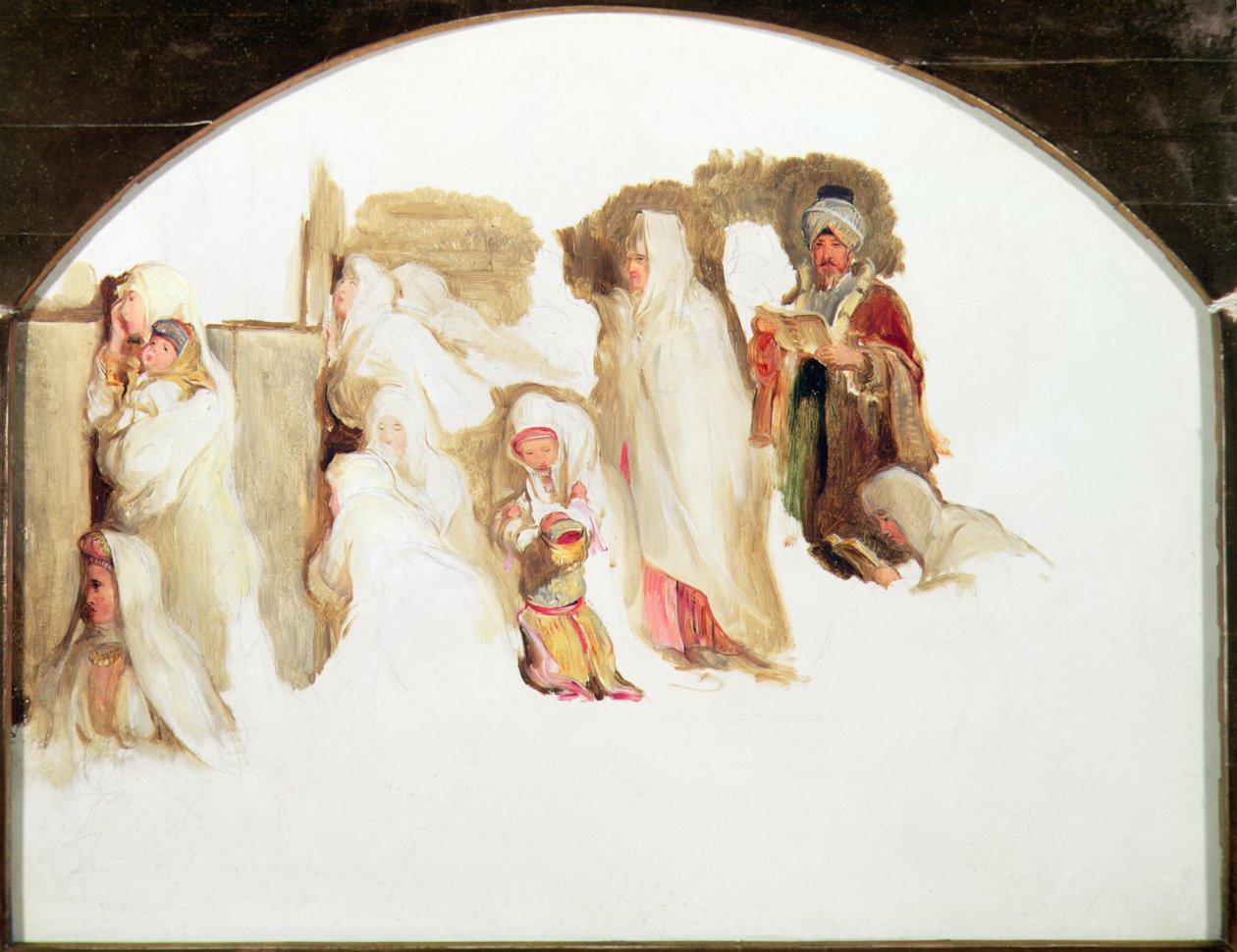 Jøder som klager (uferdig) (olje og akvarell på papir) av David Wilkie