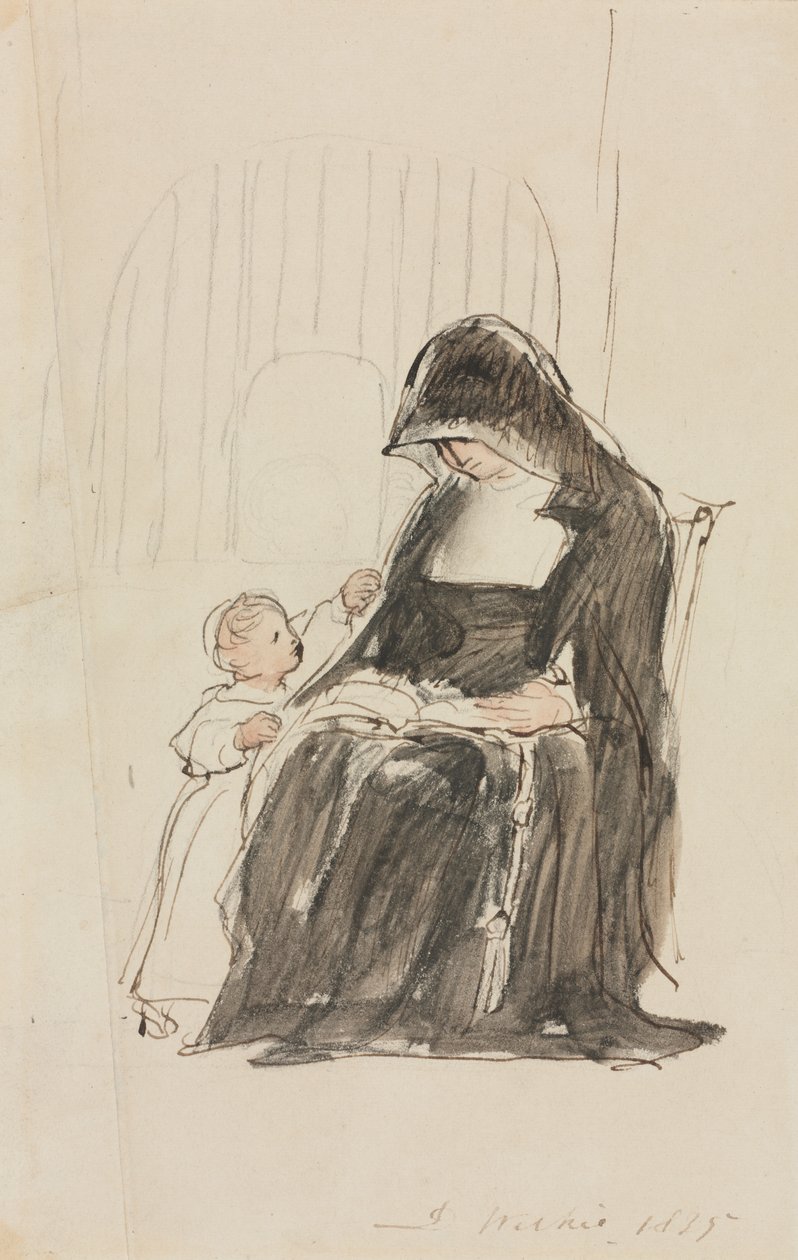 Nonne leser for et barn av David Wilkie