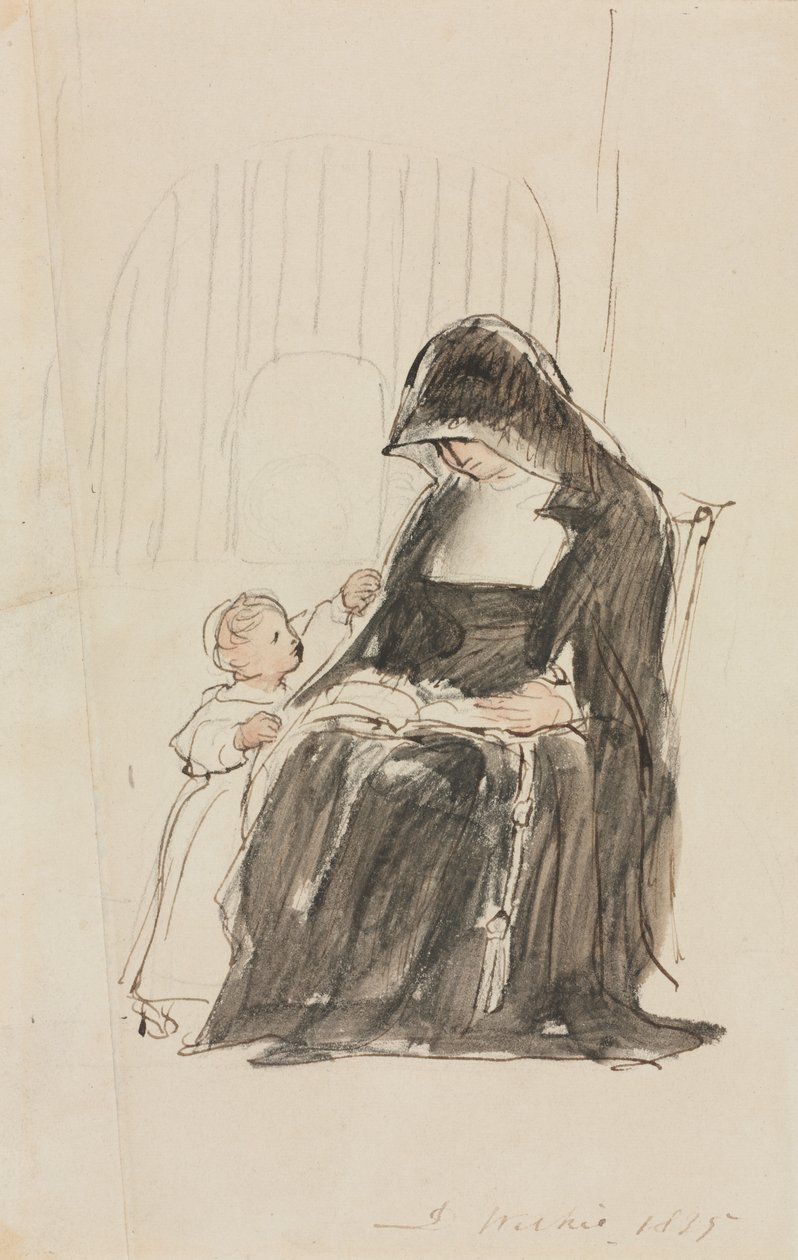 Nonne leser for et barn, 1835. av David Wilkie