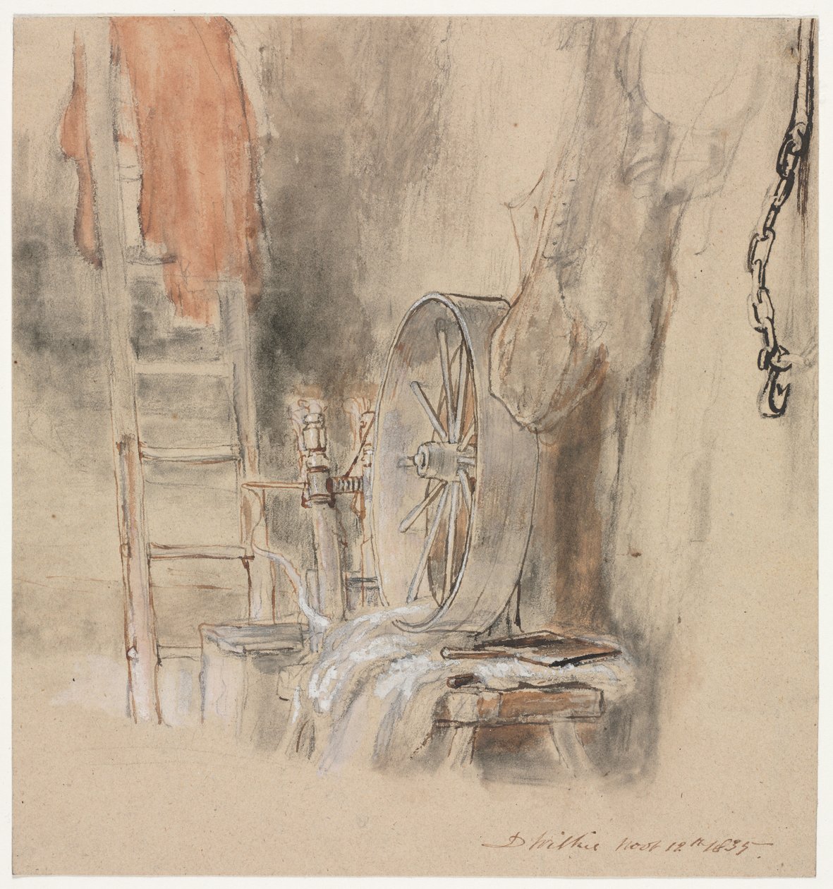 Studie for The Peep-O-Day Boys Cabin, vest i Irland The Sleeping Whiteboy, 1835. av David Wilkie