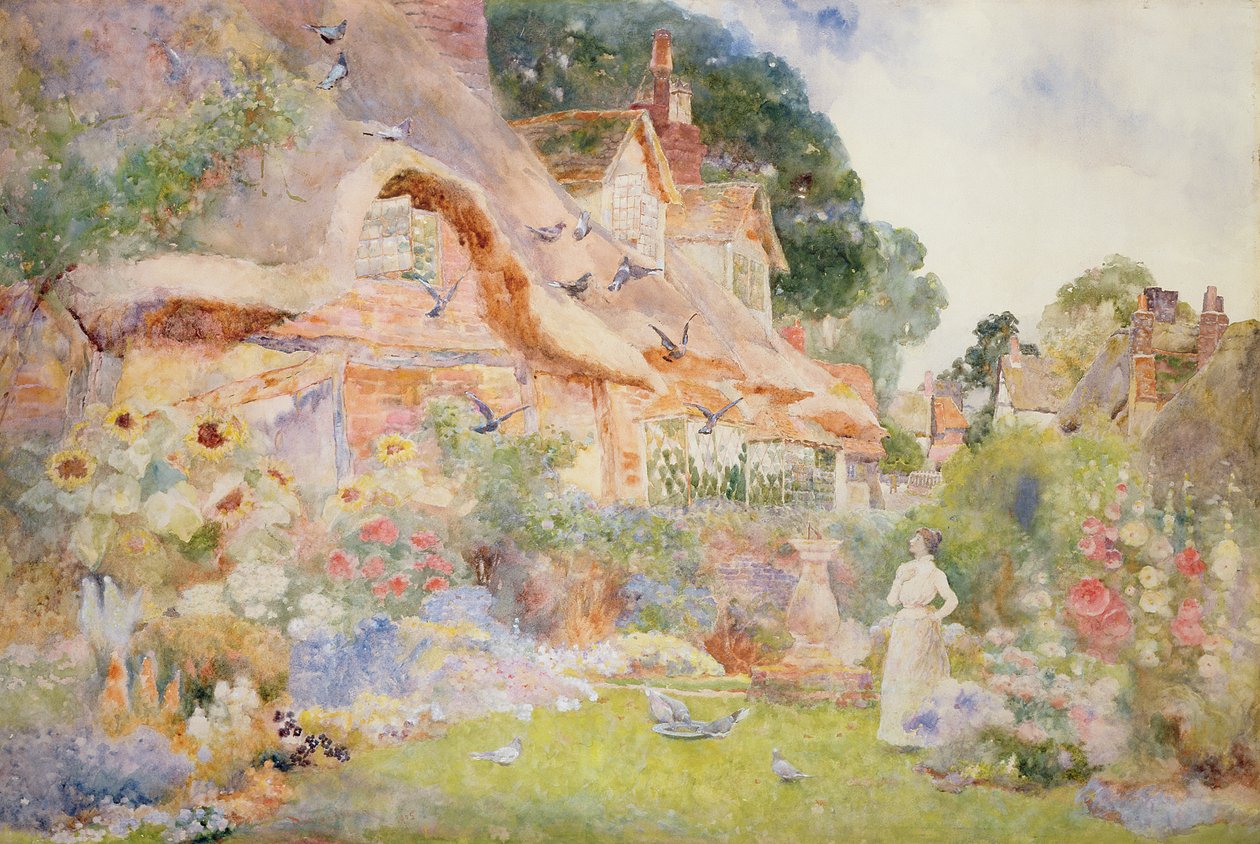 Watching the Pigeons, 1905 av David Woodlock
