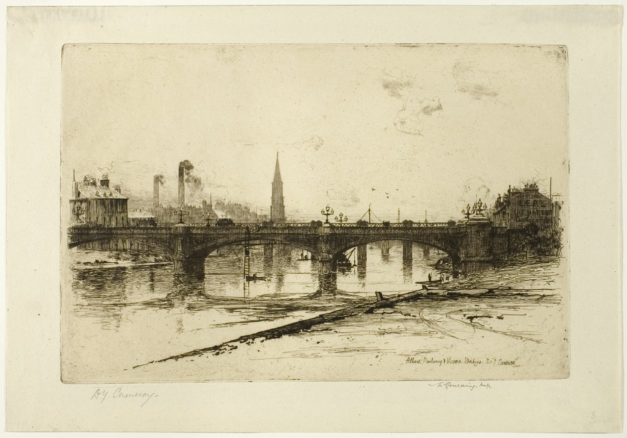 Albert, Railway og Victoria Bridges, plate seks fra Clyde Set av David Young Cameron