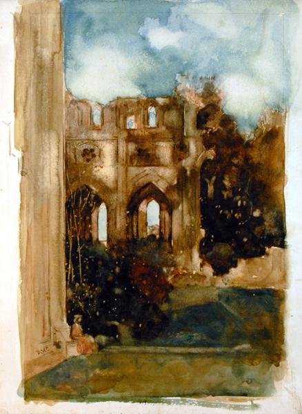 Dryburgh Abbey (akvarell på papir) av David Young Cameron