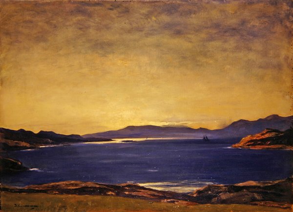 Evening, Firth of Lorn (olje på lerret) av David Young Cameron