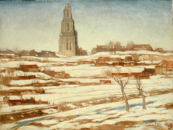 Mount St. Eloi, Winter (olje på lerret) av David Young Cameron