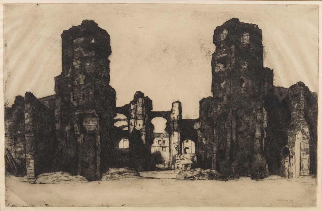 Thermae of Caracalla, 1923 (etsing og tørrpunkt på Japan) av David Young Cameron