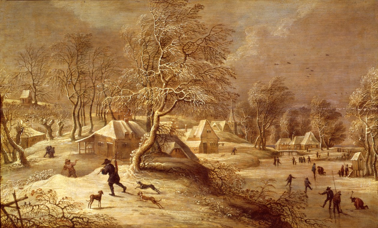 Den gamle landsbyen under snø av David Teniers the Elder