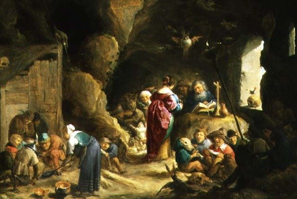 The Temptation of St. Anthony (251-356) (panel) av David the Elder Teniers