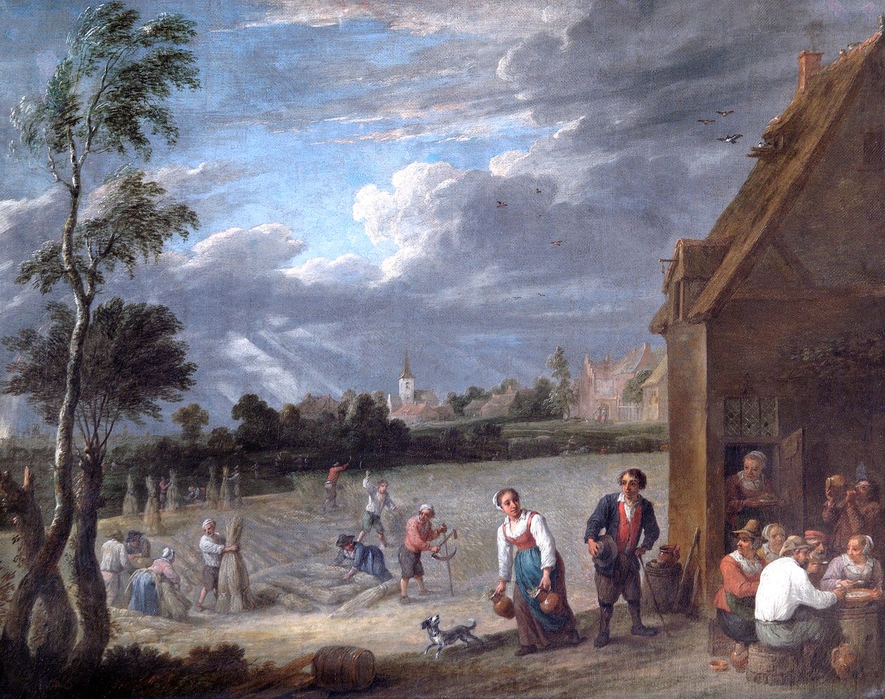 A Harvest Scene (olje på lerret) av David Teniers the Younger