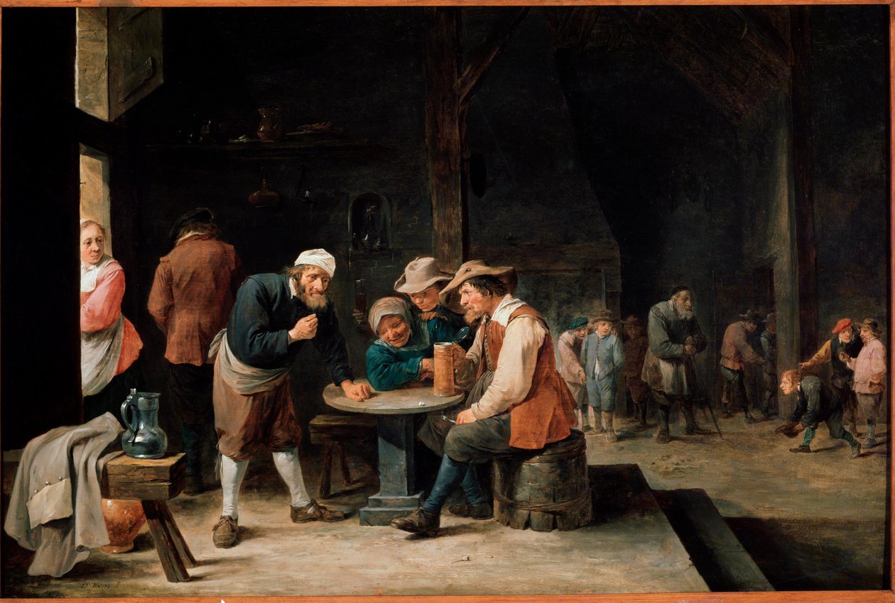 Øldrikkere. Maleri av David Teniers II, den unge (1610-1690). Olje på lerret av David Teniers the Younger