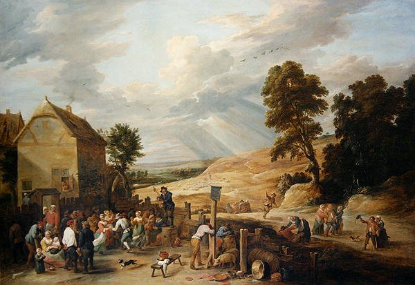 Country Dance Before an Inn (olje på lerret) av David Teniers the Younger