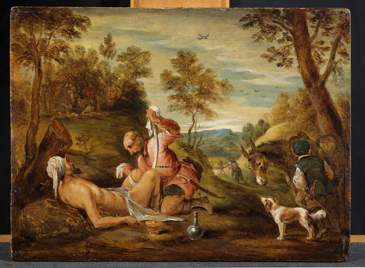 barmhjertige samaritan, The av David Teniers the Younger