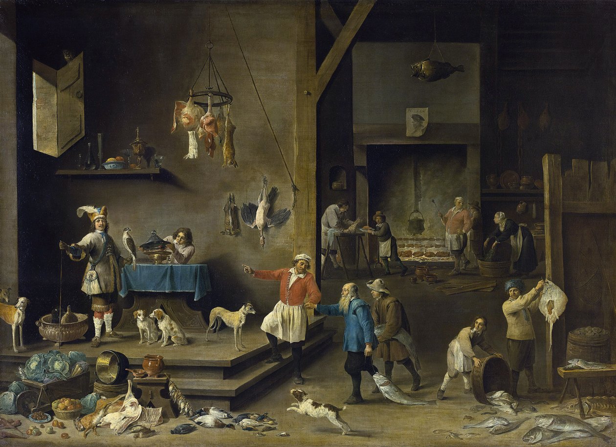 Kjøkken - David Teniers, den yngre (1610-1690). Olje på lerret av David Teniers the Younger