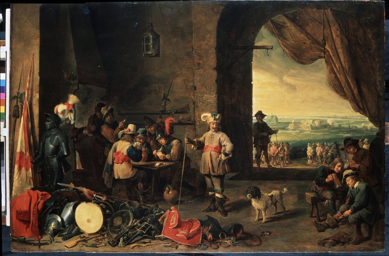 Vaktrommet. Maleri av David Teniers den yngre (1610-1690). Olje på tre, 69 x 103 cm av David Teniers the Younger