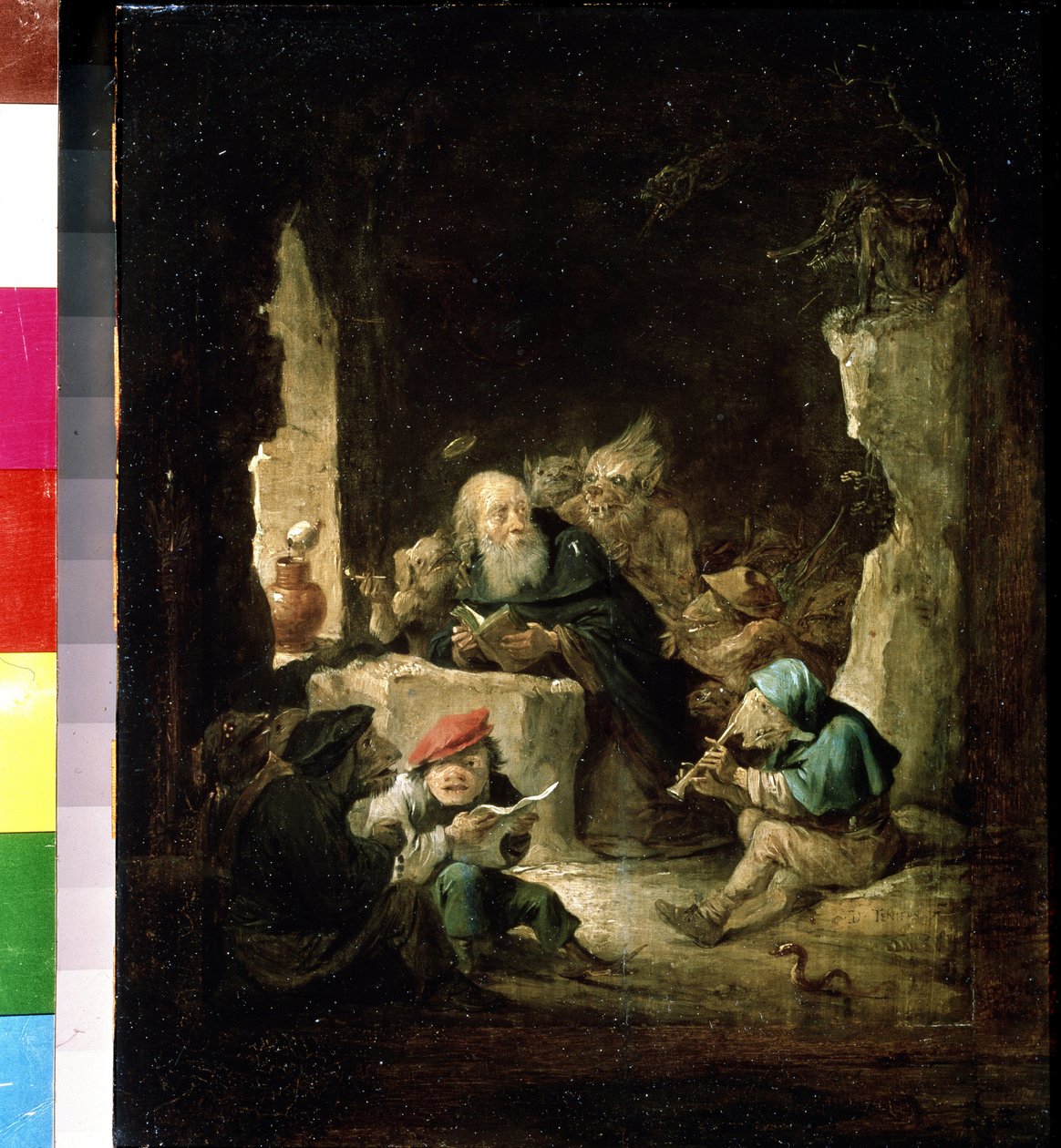 Fristelsen til Saint Anthony. Maleri av David Teniers den yngre (1610-1690). Olje på tre, 24,6 x 20,3 cm, ca 1640. Flamsk kunst, barokkkunst. Pushkin Museum of Fine Arts, Moskva. av David Teniers the Younger