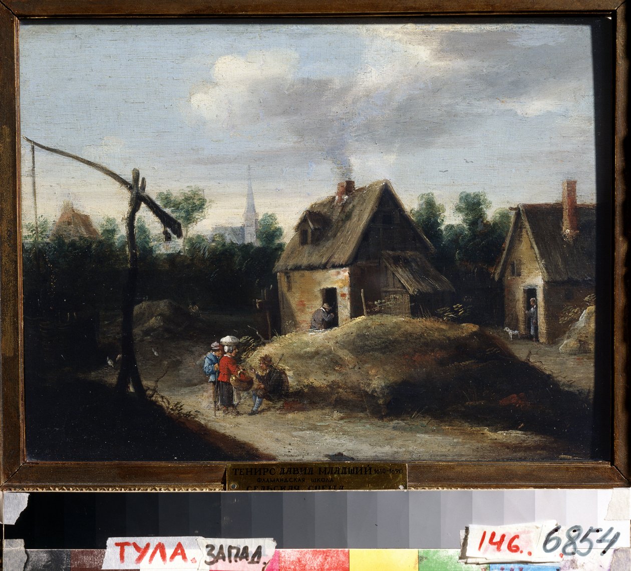Landskap. Maleri av David Teniers den yngre (1610-1690). Olje på tre, 29,5 x 34,5 cm. Flamsk kunst, barokkstil. Statens kunstmuseum, Tula (eller Tolan), Russland. av David Teniers the Younger