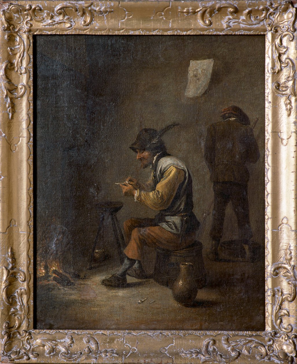 Bønder i et interiør (olje på lerret) av David Teniers the Younger