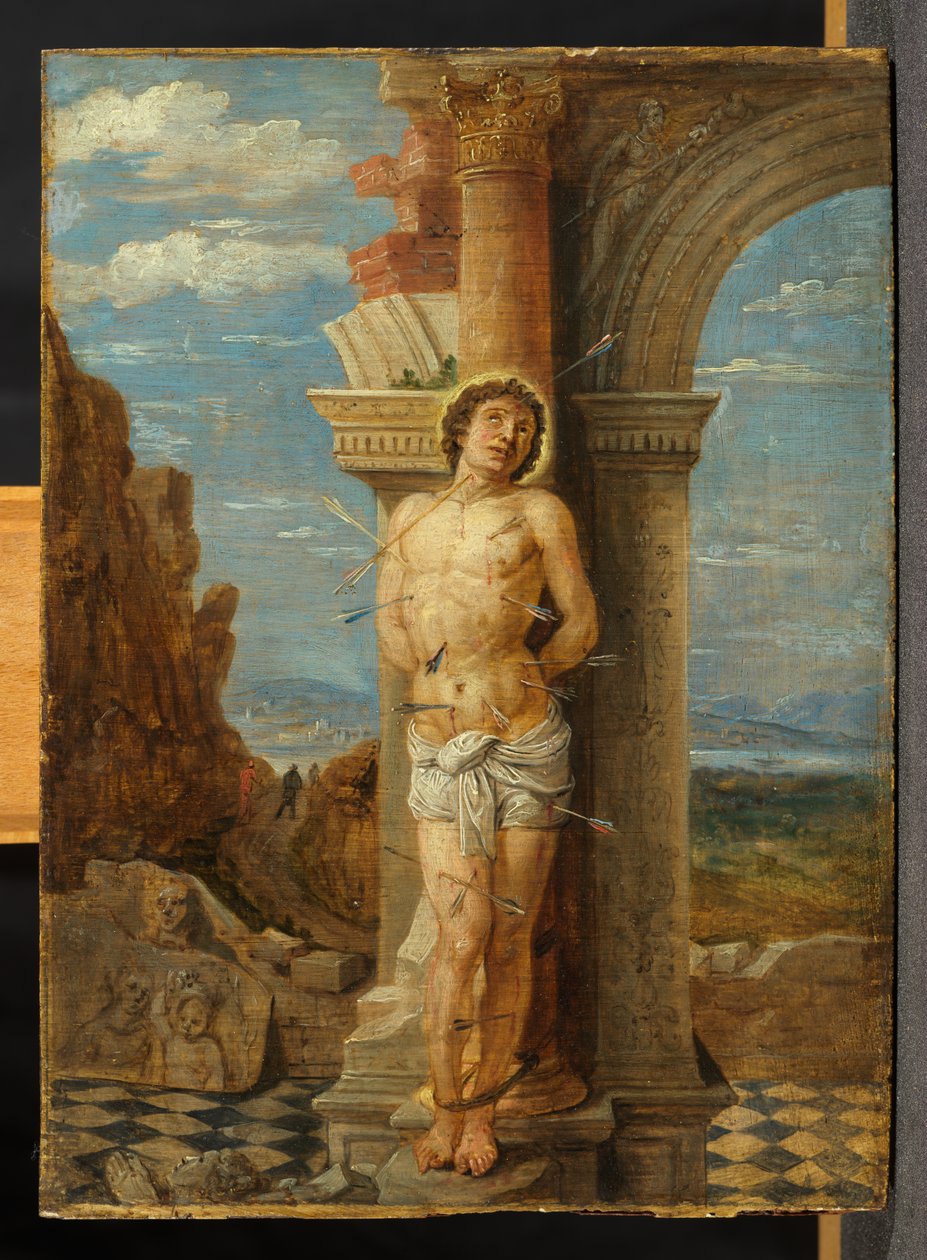 Saint Sebastian, etter Andrea Mantegna av David Teniers the Younger