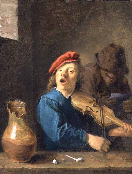 The Fiddler, 1633 (olje på kobber) av David Teniers the Younger