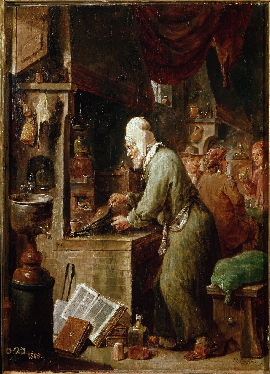 Alkymisten (olje på panel av David Teniers the Younger