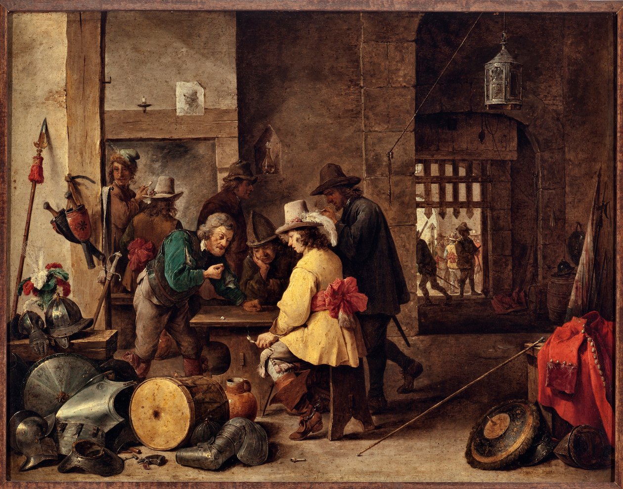 Vakthuset, soldater som spiller og satser Maleri av David Teniers den unge (1610-1690) av David Teniers the Younger