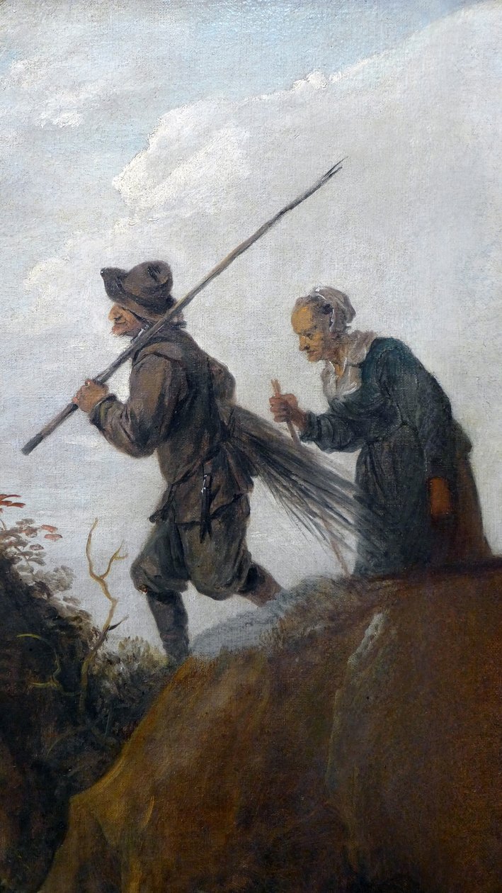 Tømmerhoggerne: detalj par av to gamle bønder av David Teniers the Younger