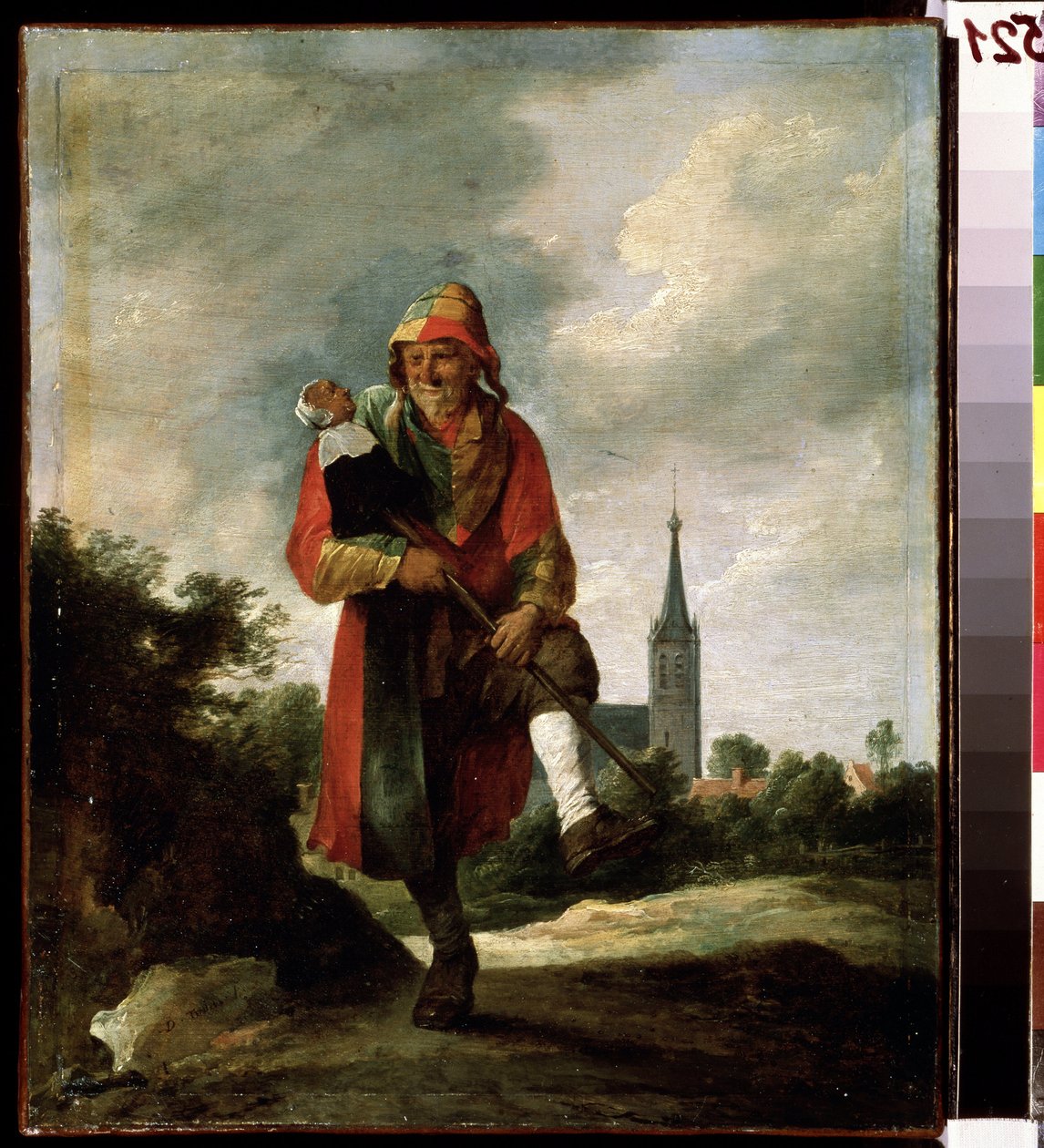 A fool (A fool). Maleri av David Teniers den yngre (1610-1690). Olje på lerret, 35 x 29 cm, ca 1640. Flamsk kunst, barokkkunst. Pushkin Museum of Fine Arts, Moskva. av David Teniers the Younger