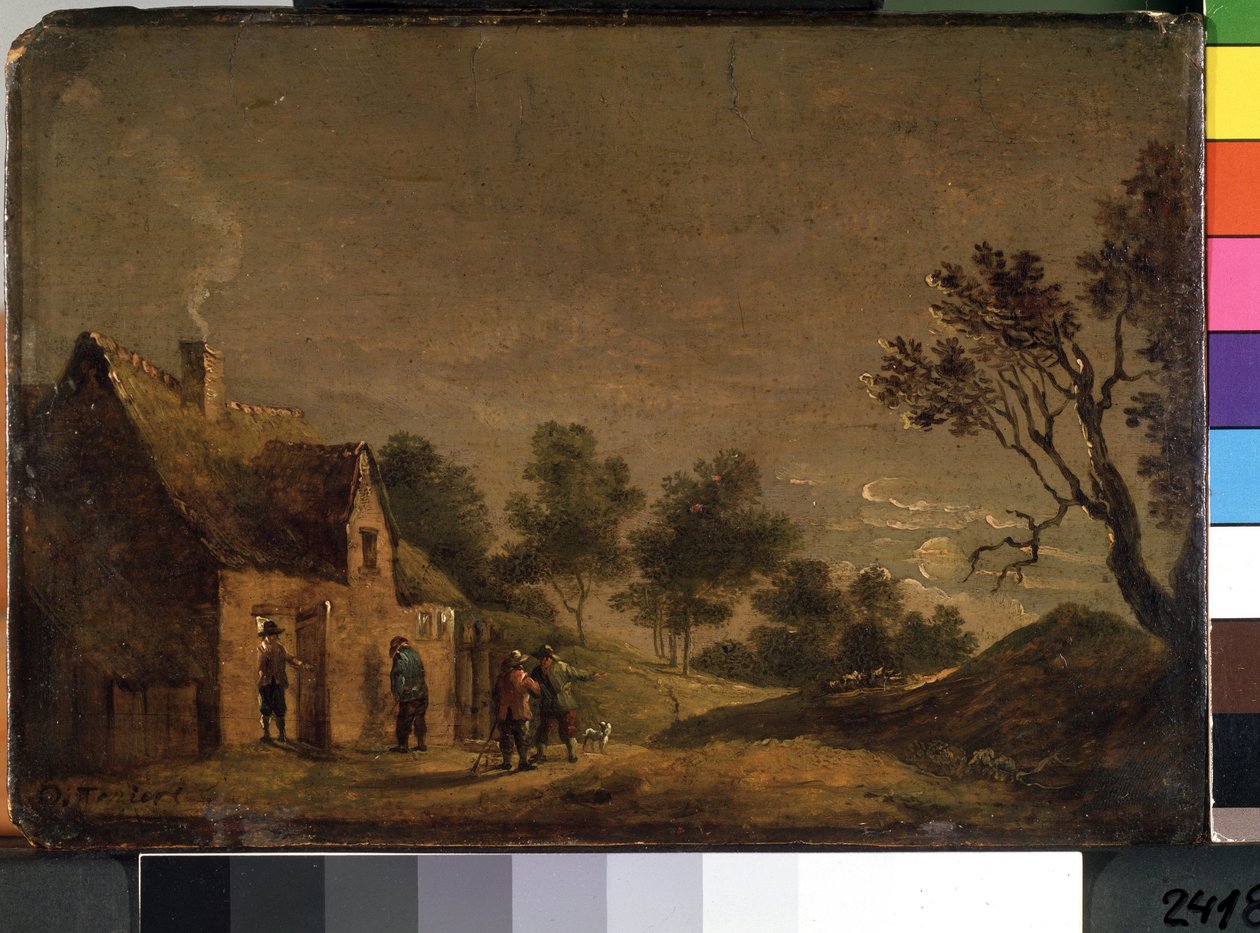 En taverna om natten (En taverna om natten). Maleri av David Teniers den yngre (1610-1690). Olje på tre av David Teniers the Younger