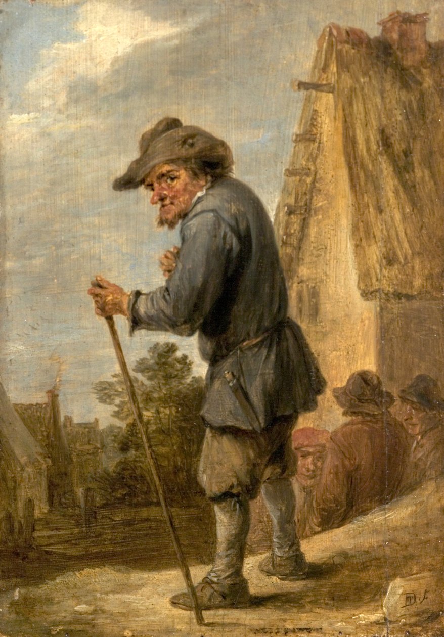 Landsbyscene med fire bønder av David Teniers the Younger