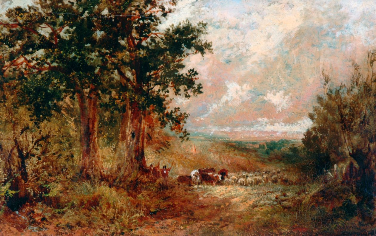 A Warwickshire Lane (olje på lerret) av David the younger Cox