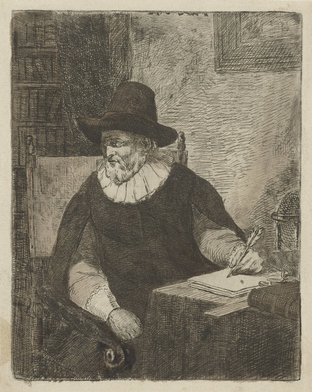 Mann i et studie av David van der Kellen