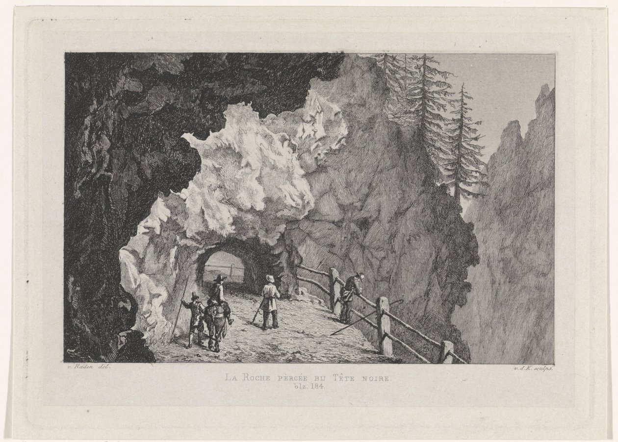 Passasje i steinene La Roche percée på Tête Noire (tittel på objekt) av David van der Kellen