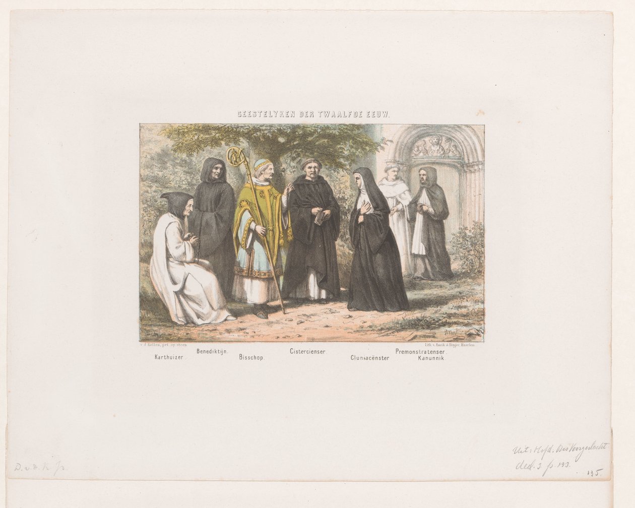 Kostymer til presteskapet i det tolvte århundre Clerics of the Twelfth Century (tittel på objekt) av David van der Kellen