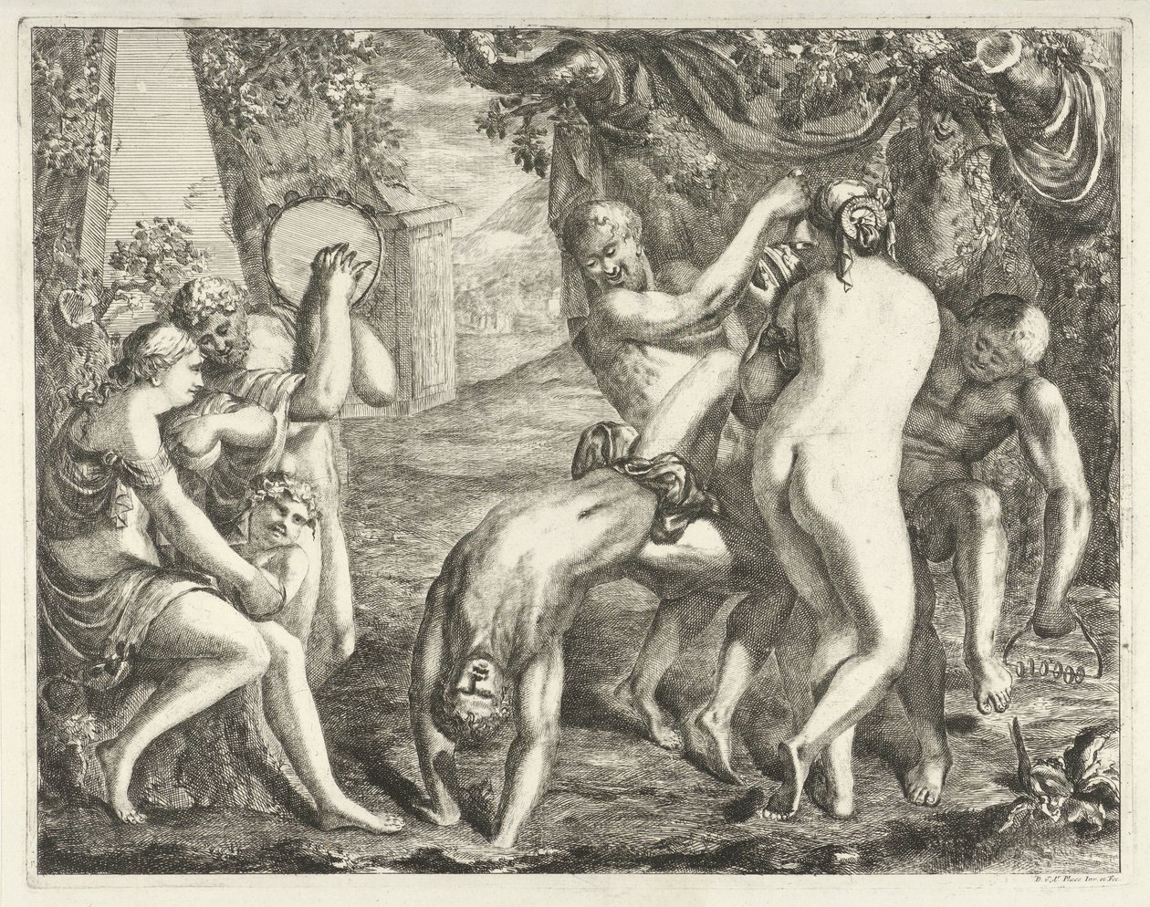 Landskap med en Bacchanal av David van der Plas