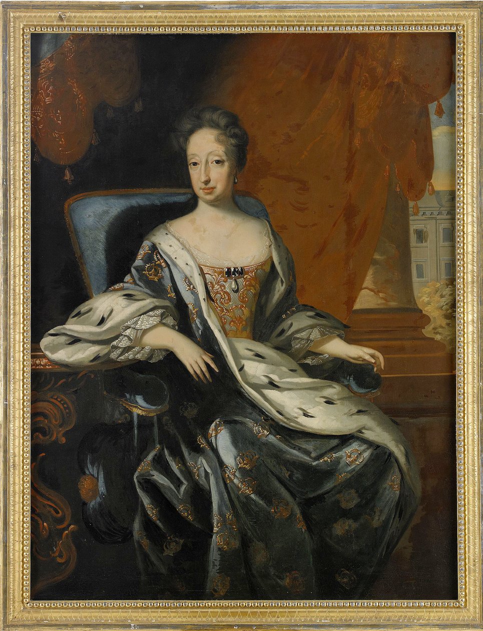 Portrett av Hedwig Eleonora de Holstein Gottorp (1636-1715), dronning av Sverige og Finland (Hedvig Eleonora av Holstein-Gottorp, dronning av Sverige) - Maleri av David von Krafft (1655-1724), olje på lerret (143x107 cm) - Privat samling av David von Krafft