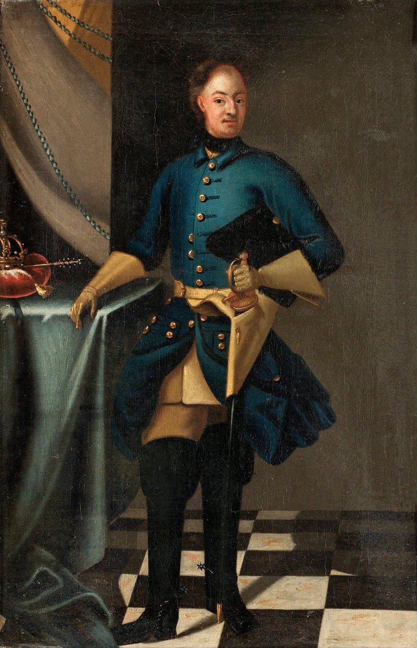 Portrett av kong Karl XII av Sverige (1682-1718) - Maleri av David von Krafft (1655-1724), olje på lerret, ca. 1716, 46,5x30,5 cm - Portrett av kong Karl XII av Sverige, Olje på lerret av David von Krafft - Privat samling av David von Krafft