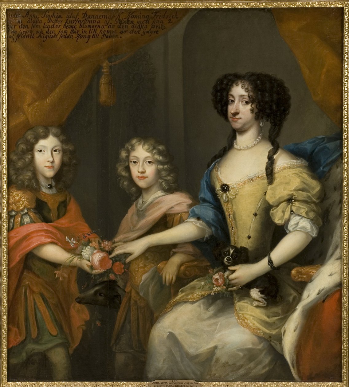 Prinsesse Anne Sophie av Danmark og hennes to sønner, John George IV av Sachsen (1668-1694) og Frederic Augustus av Sachsen (Augustus II, konge av Polen) (1670-1733) - Anna Sophie av Danmark (1647-1717), kurfyrste av Sachsen med sønnene John George og Fred av David von Krafft