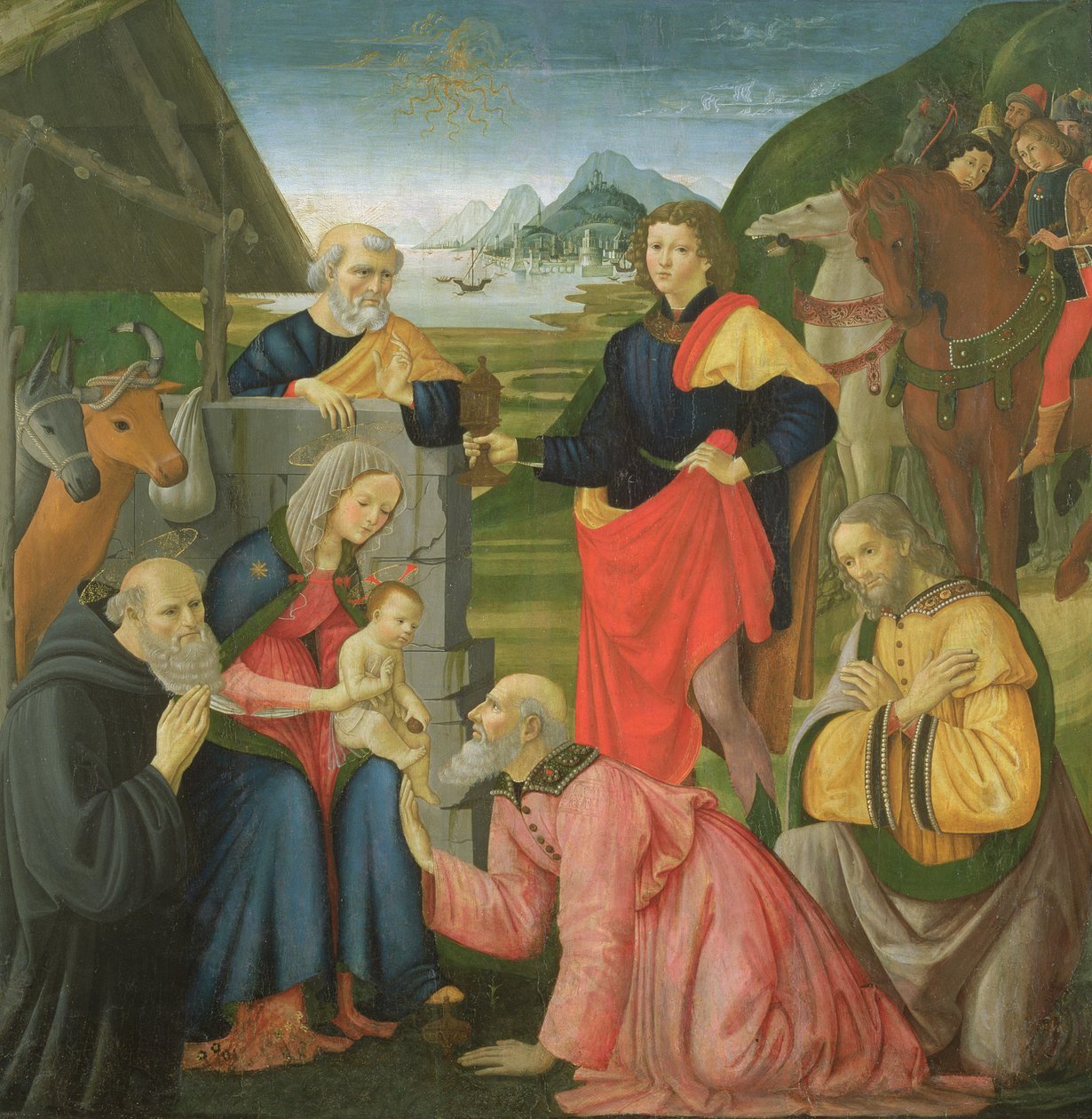Tilbedelsen av magiene av Davide and Domenico  Ghirlandaio