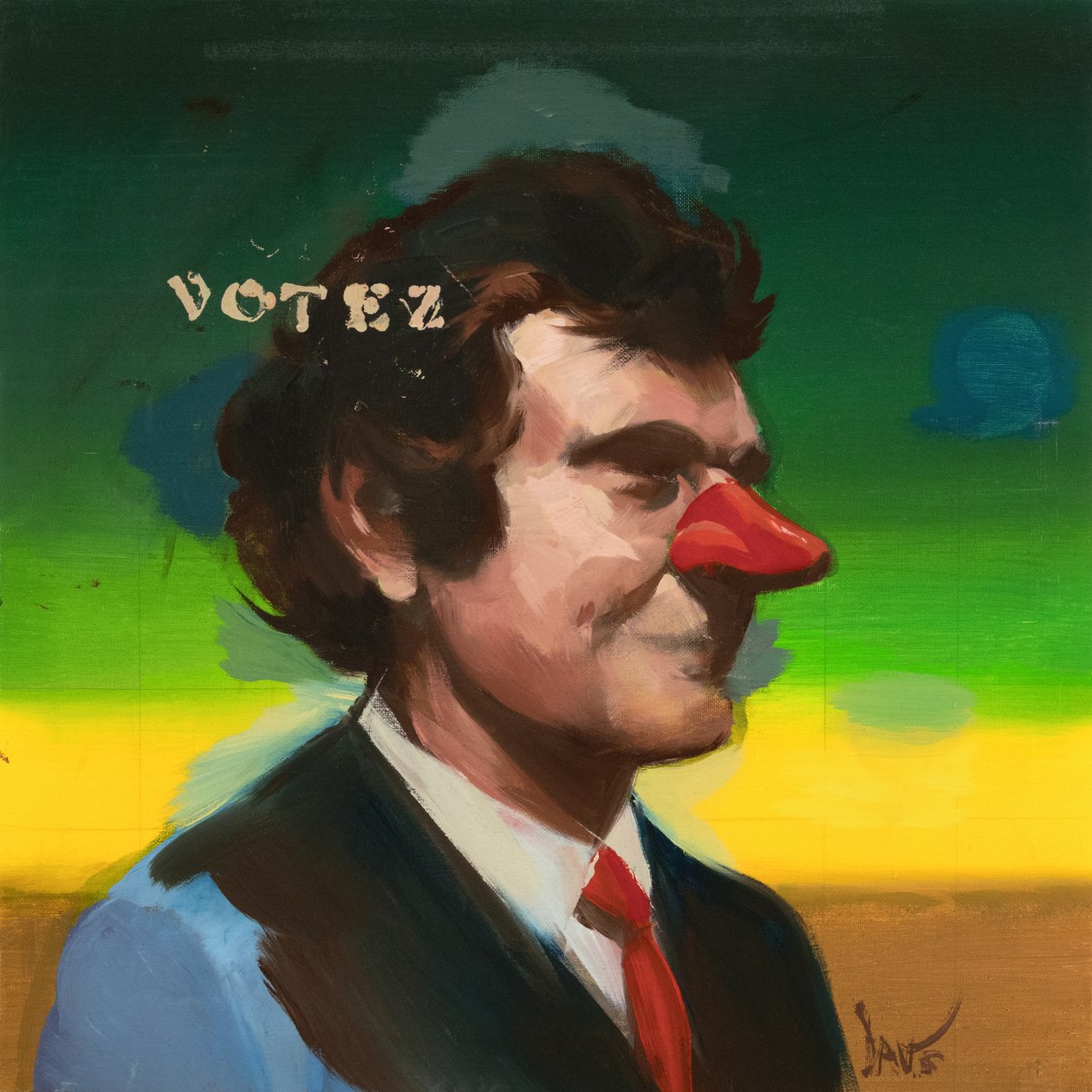 Marcel Broodthaers 19 (Votez), 2023 (olje på lin) av Davis Lisboa
