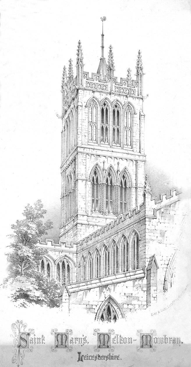 Saint Marys, Melton-Mowbray. Leicestershire, ca 1850-tallet av Day and Son