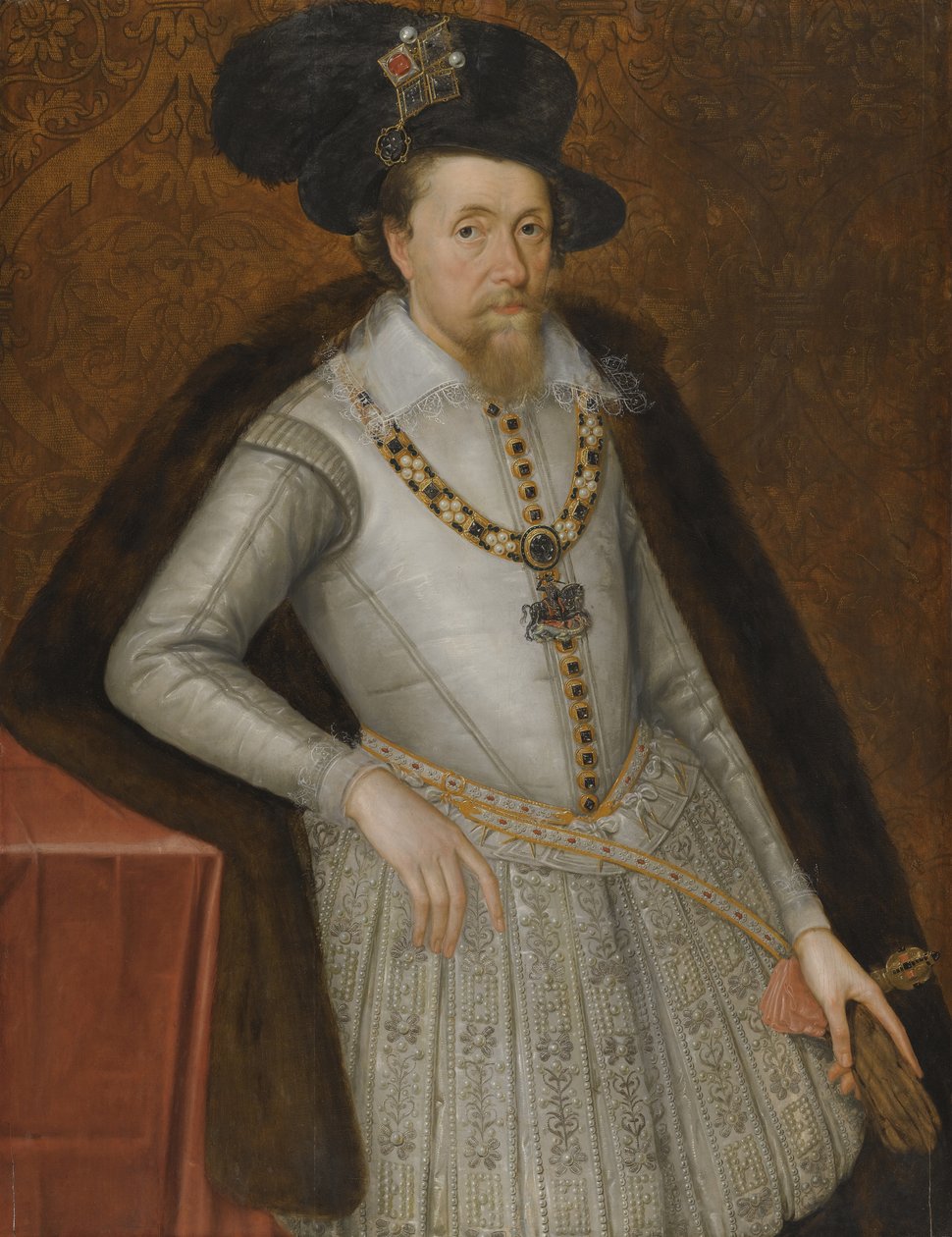 Portrett av kong James I av England 1566-1625, tidlig på 1600-tallet av De Critz