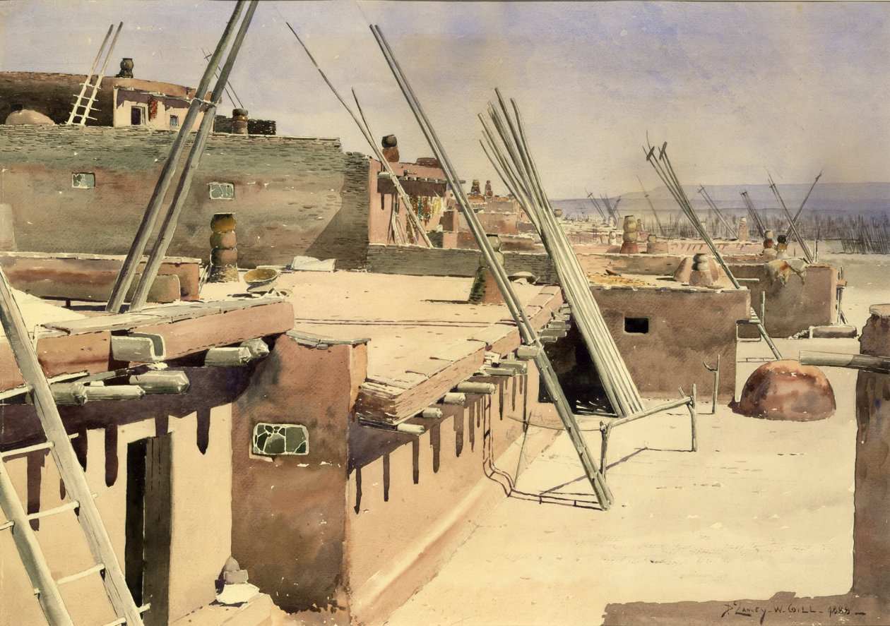 Gate i Pueblo of Zuni, New Mexico, 1888. av De Lancey Gill