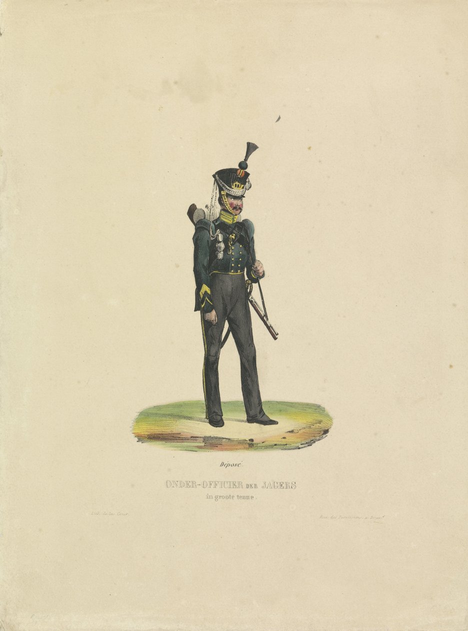 Jeger i flott uniform, 1820-1825 NCO i flott uniform (tittel på objekt) av De la Cour